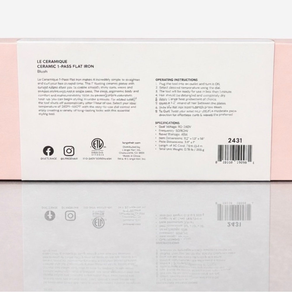 Lange Ceramic Flat Iron in Soft Pink new sealed! - Picture 3 of 4
